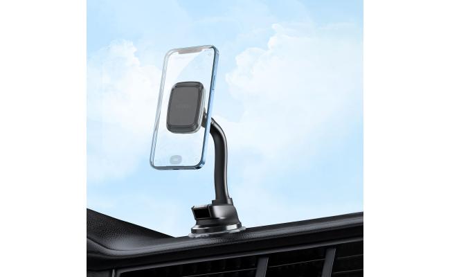 WiWU CH-018 Magnetic Flexible Spiral Suction Cup Design Car Phone Holder - Black